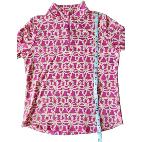 Ibkul Ubhot Shiloh Pink Orange Megaheat Long Sleeve Mock Golf Shirt Size Medium - Picture 7 of 7